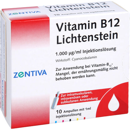 Vitamin B12 Lichtenstein 1000 µg/ml solution for injection, 10 ampoules