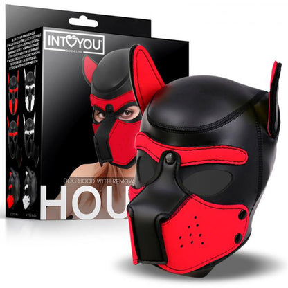 InToYou BDSM Line Hound Dog Hood with Removable Muzzle Red