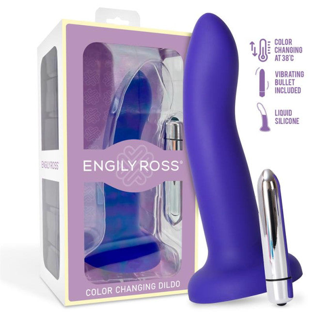 Engily Ross Dildox Vibrating Color Changing Liquid Silicone Dildo 17cm Purple