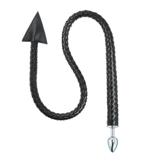 LateToBed BDSM Line Weave Devil Tail Butt Plug Black