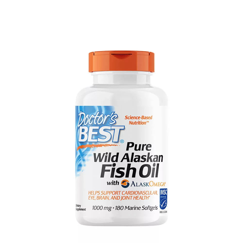 DOCTOR'S BEST PURE WILD ALASKAN FISH OIL + ALASKOMEGA (180 MARINE SOFTGELS)