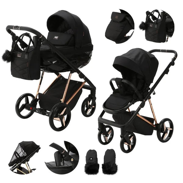 ADAMEX Quantum Special Edition Black/Rose Gold Combination Stroller