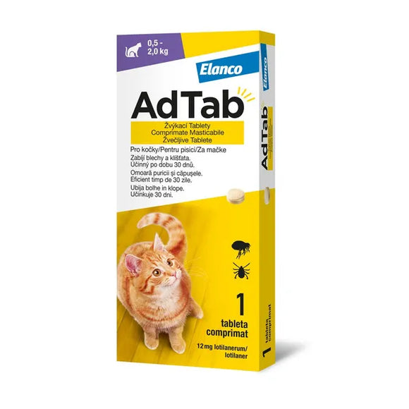 AdTab Chewable tablets against fleas and ticks for cats 0.5-2 kg 12 mg - 1 tablet