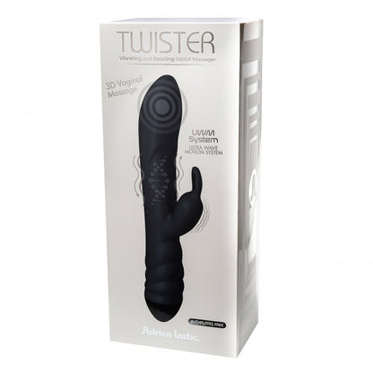 Adrien Lastic Twister Vibrating and Rotating Rabbit Massager Black