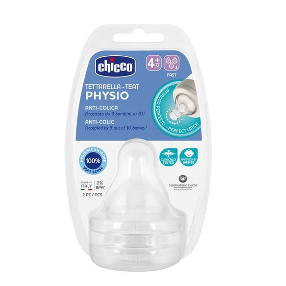 Chicco Perfect 5 Nipple for Perfect 5/Well-Being bottle fast flow 4m & up; 2 pcs