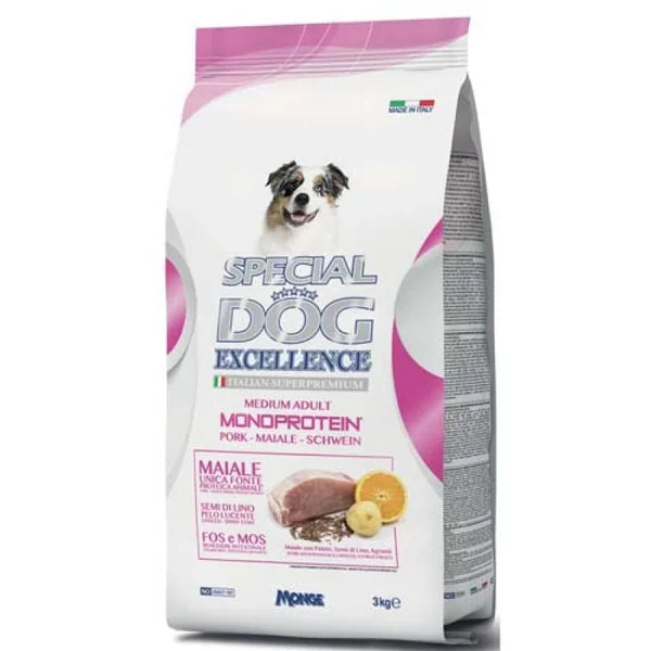 Monge SPECIAL DOG EXCELLENCE MEDIUM ADULT MONOPROTEINIC pork + potatoes Dog food 3kg