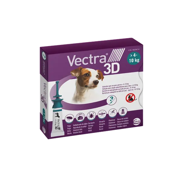 Vectra 3D spot-on for dogs S (4–10 kg) 3 pipettes