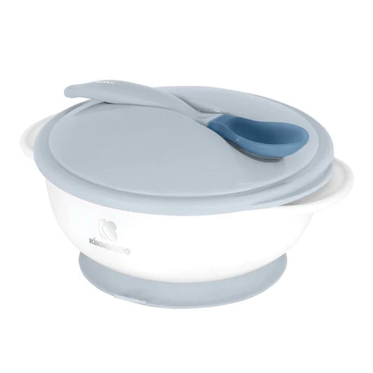 KikkaBoo Bowl with lid and spoon with heat sensor blue