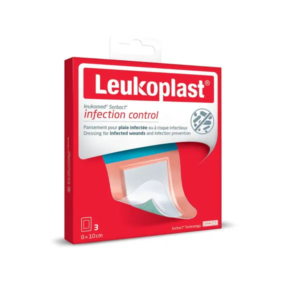 Leukoplast Leukomed Sorbact Infection Control Antimicrobial band aid 8 x 10 cm, 3 pcs