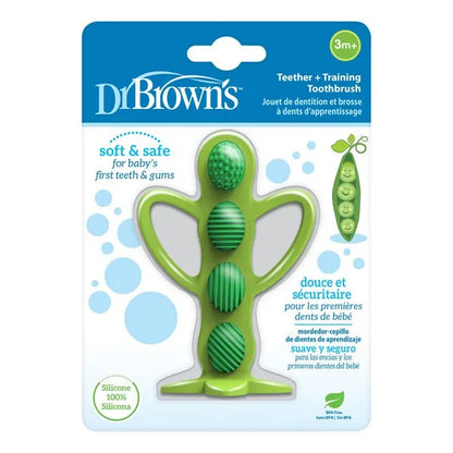 Dr.Browns Teether + Training Toothbrush Happy Pea 3m+; 1 pc