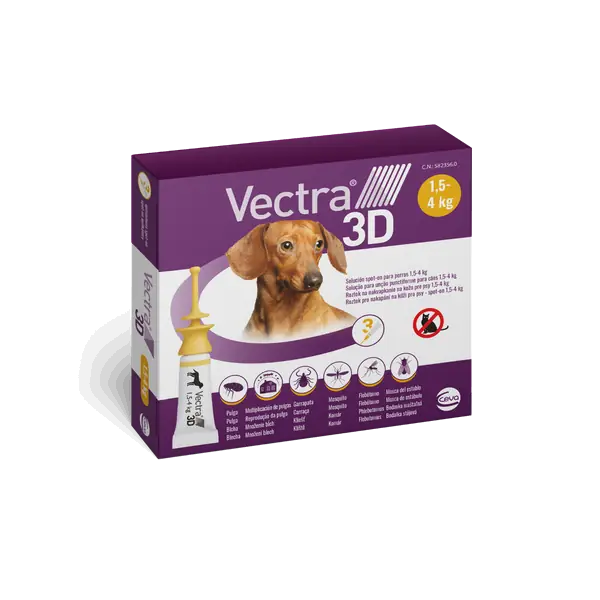 Vectra 3D spot-on for dogs XS (1,5–4 kg) 3 pipettes