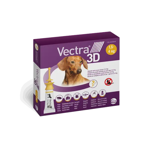 Vectra 3D spot-on for dogs XS (1,5–4 kg) 3 pipettes