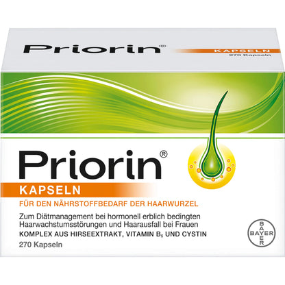 Bayer Priorin capsules for the nutritional needs of the hair root, 270 capsules