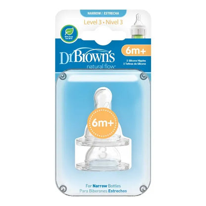 Dr.Browns narrow silicone baby bottle nipple 6m+; Level 3 - 2 pcs