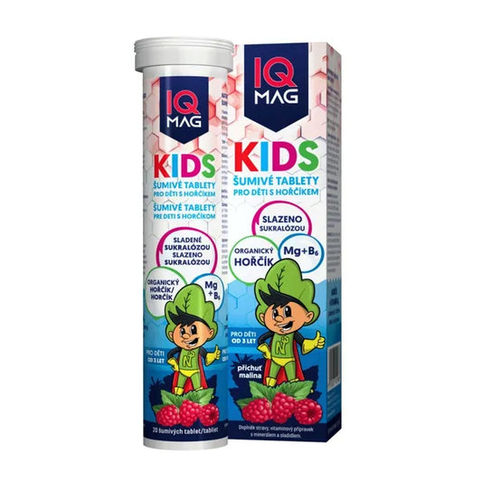 IQ Mag Kids Magnesium Raspberry 20 effervescent tablets