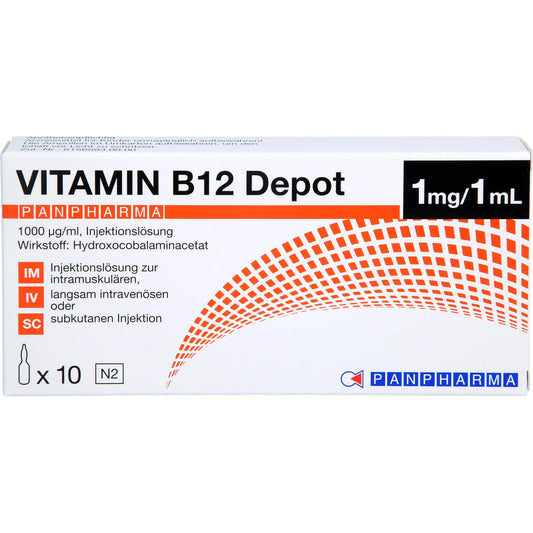 Panpharma Vitamin B12 Depot 1000 µg/ml Injection Solution, 10 ampoules