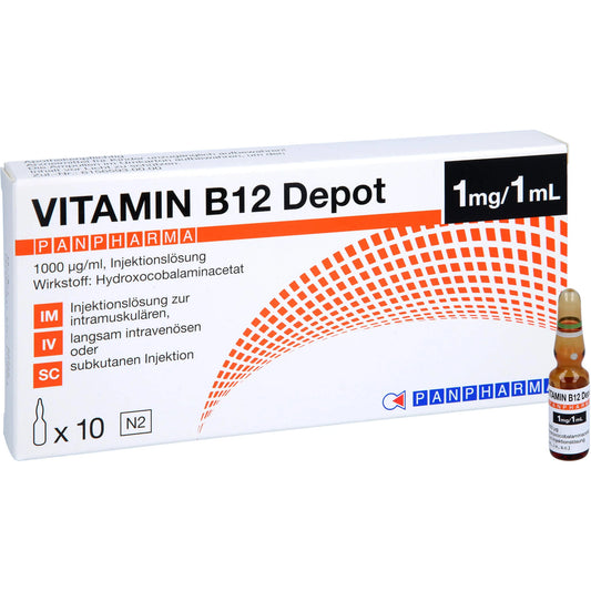 Panpharma Vitamin B12 Depot 1000 µg/ml Injection Solution, 10 ampoules