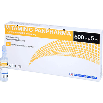 Vitamin C Panpharma 100 mg/ml solution for injection, 10 ampoules