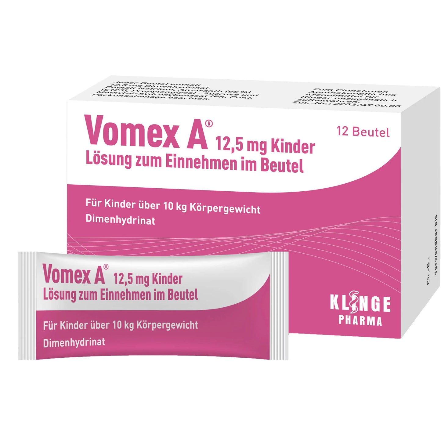 Vomex A 12.5 mg Kid's Sachets for Motion Sickness, 12 Sachets