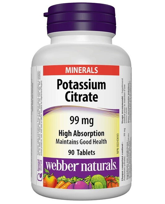 Webber Naturals Potassium Citrate 99mg 90 tablets