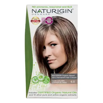 NATURIGIN Organic Permanent Hair Color Dark Golden Copper Blonde 6.0 - 115 ml