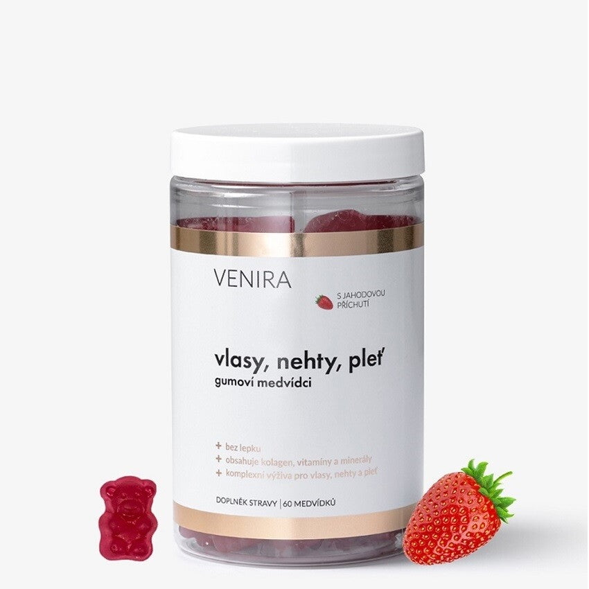 Venira Gummy bears hair, nails, skin strawberry flavor 60 capsules