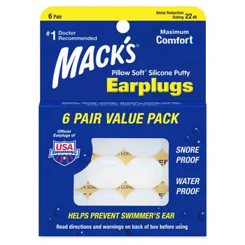 MACKS Pillow Soft Silicone Putty earplugs 6 pairs