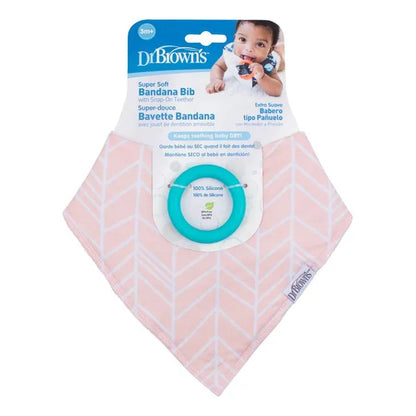 Dr.Browns Bandana Bib with teether 3m+; 1 pc pink