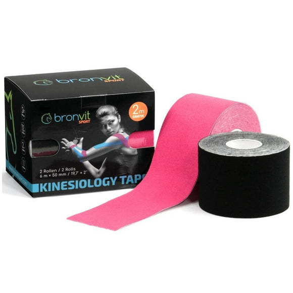 BronVit Sport Kinesio Tape Set Black + Pink 2 x 5cm x 6m