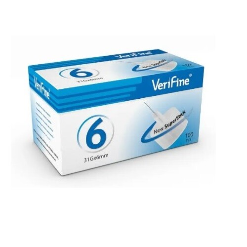 VERIFINE INSULIN NEEDLES FOR ALL INSULIN PENS, 31G x 6 mm, 100 pcs