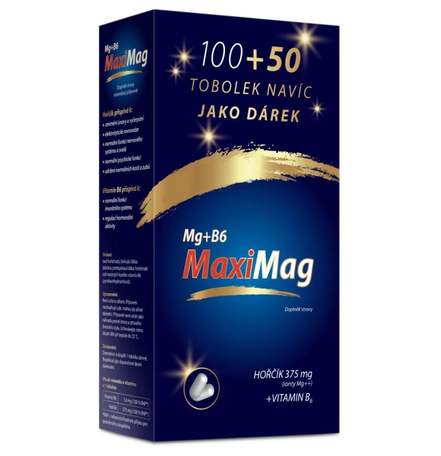 MaxiMag Magnesium 375mg + B6 - 150 capsules gift pack