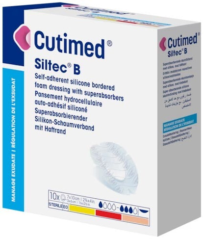 CUTIMED SILTEC B silicone foam dressing 7x10cm 10pcs