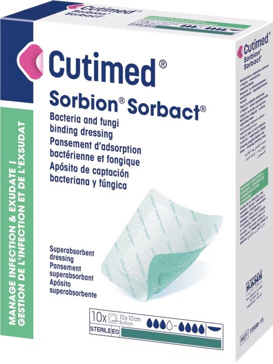 CUTIMED SORBION Sorbact Bacteria and Fungi binding dressing 10x10cm 10 pcs