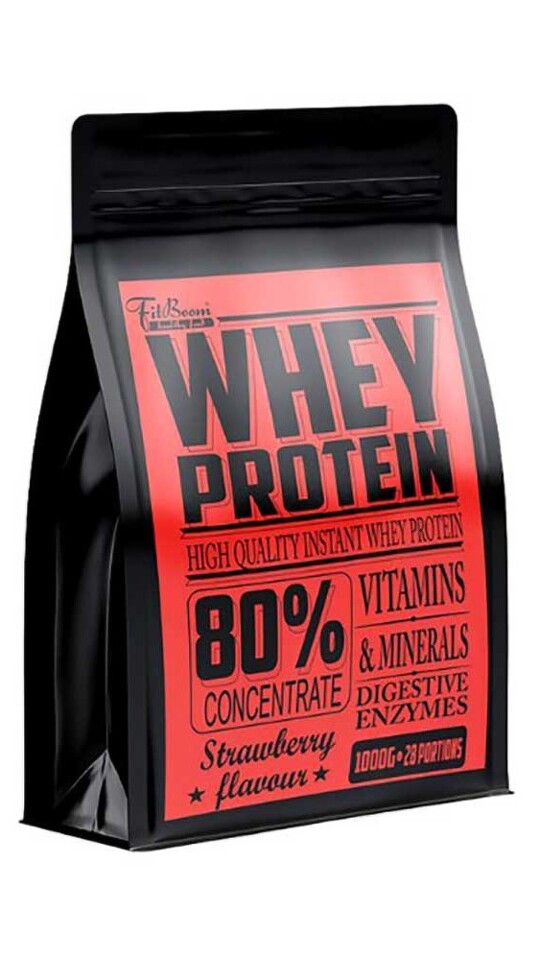 FitBoom Whey Protein 80% 1000 g strawberry