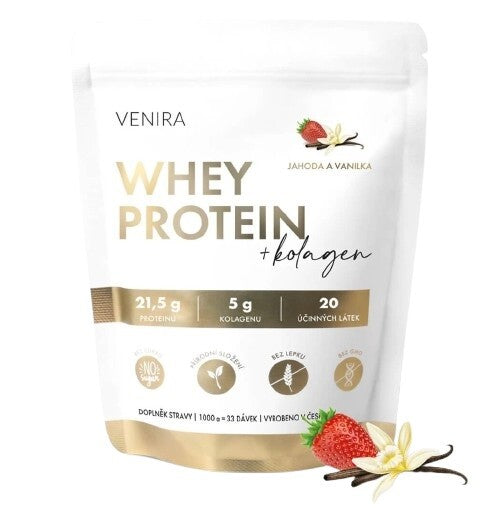 Venira Whey Protein+collagen vanilla+strawberry 1000g