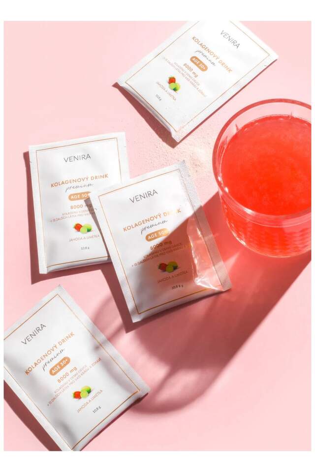 Venira Premium collagen drink for hair, nails and skin age 50+ strawberry, lime 30 sachets x 10.8g