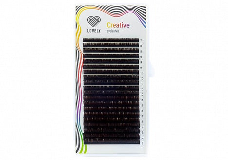 LOVELY artificial eyelashes Dark chocolate C+ 0.07 mix 8-15 mm (20 lines)