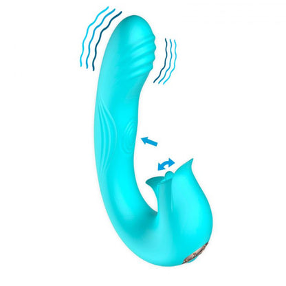 InToYou Hydra Vibe with Pulsation and Clitoris Stimulating Tongue 3 Motors Turquoise