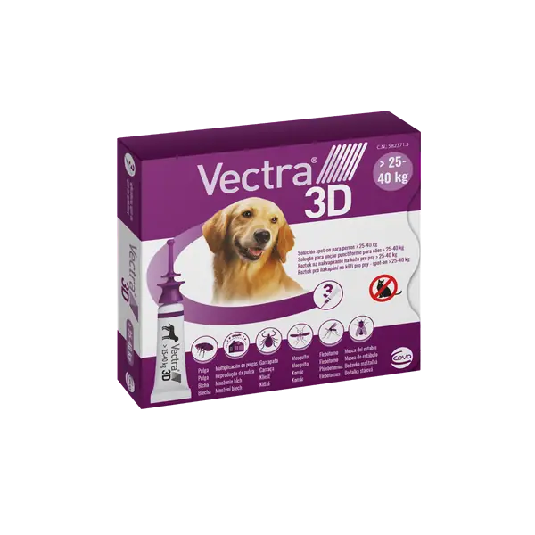 Vectra 3D spot-on for dogs L (25–40 kg) 3 pipettes