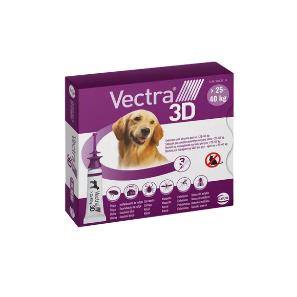Vectra 3D spot-on for dogs L (25–40 kg) 3 pipettes