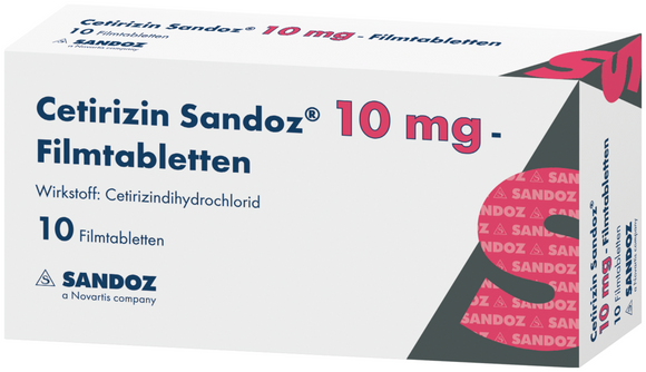 Cetirizine Sandoz 10 mg - 10 film-coated tablets