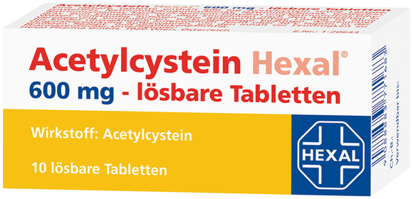 Hexal Acetylcysteine 600 mg - 10 dissolvable tablets