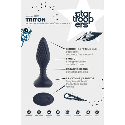 Dream Toys Startroopers Triton Vibrating Anal Plug Blue