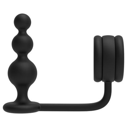 Dream Toys Ramrod Cockring with Beaded Anal Plug Black