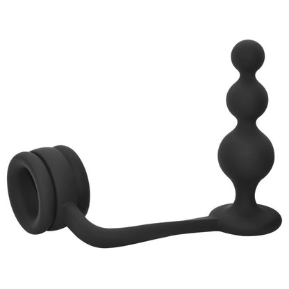 Dream Toys Ramrod Cockring with Beaded Anal Plug Black