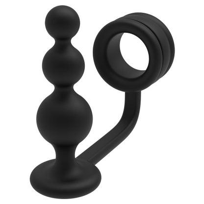 Dream Toys Ramrod Cockring with Beaded Anal Plug Black