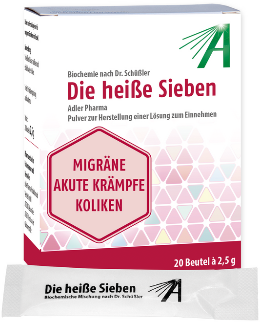 Adler Die heiße Sieben (The Hot Seven) migraines, acute cramps and colic treatment 20 sachets