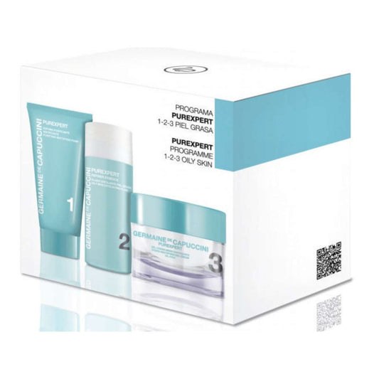 GERMAINE de CAPUCCINI PUREXPERT 1-2-3 Oily Skin - gel cream for oily skin 50ml + cleansing mattifying foam 30ml + exfoliating fluid 30ml gift set