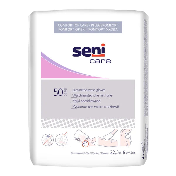 Seni care Laminated Wash Gloves 50 pcs