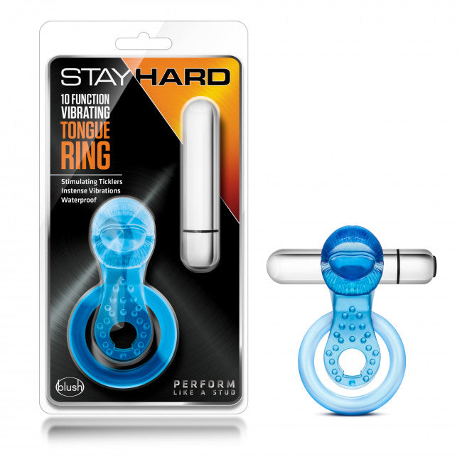 Blush Stay Hard Vibrating Tongue Ring Blue